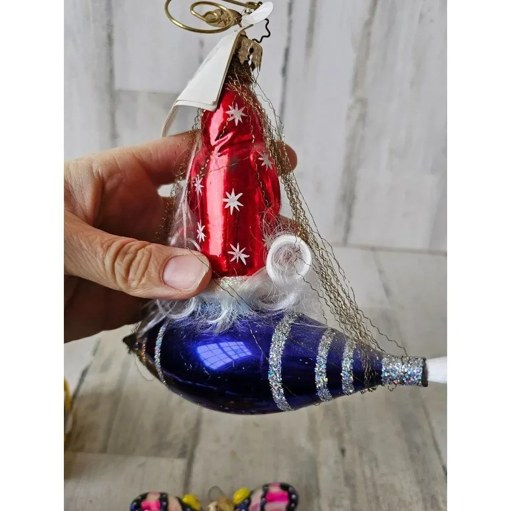 Radko rocket rider reflector Santa 2002 tinsel ornament Xmas tree‎